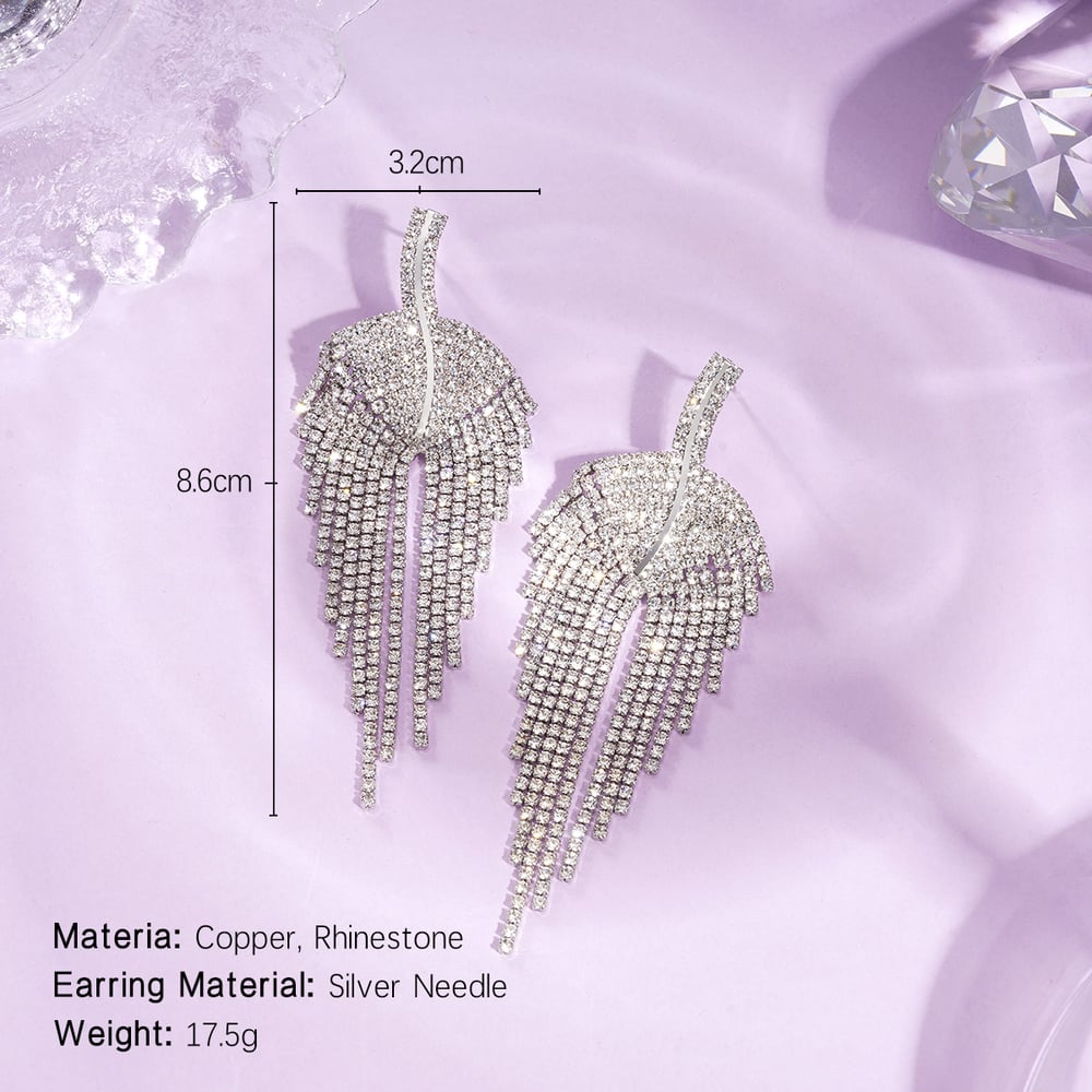 1 Pair Festive Series Tassel Leaf Copper Dangle Earrings