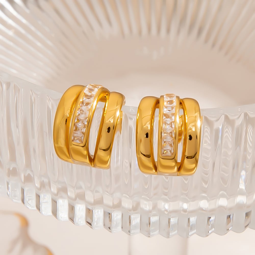 1 par de pendientes de aro de acero inoxidable para mujer, románticos, elegantes y con forma irregular. h5Imagen4
