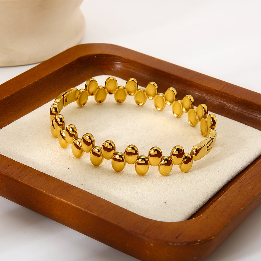 1 Piece Daily Patchwork Stainless Steel Gold Color Women's Bangles h5Picture5