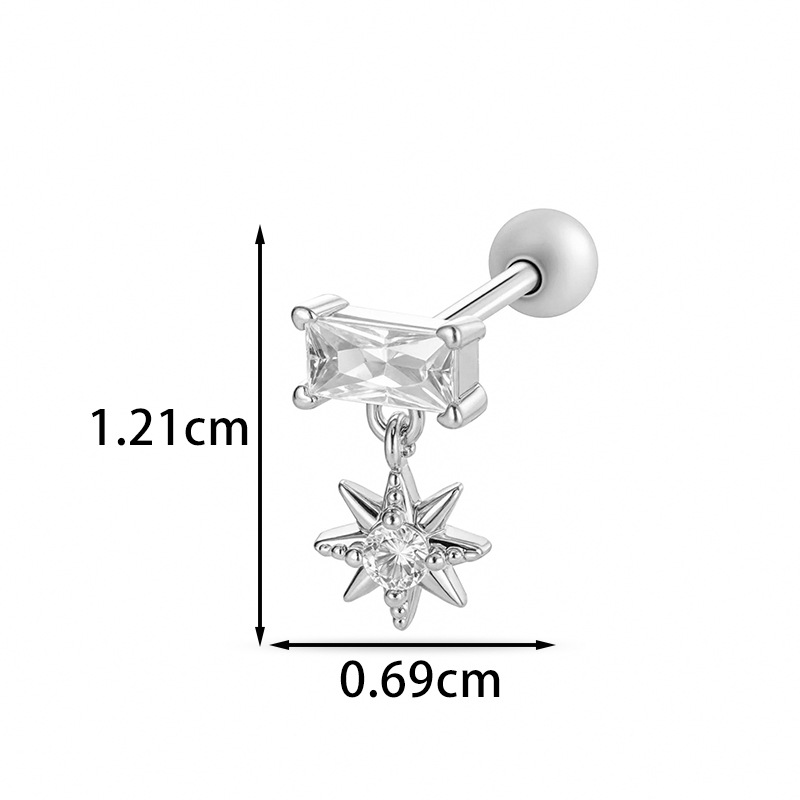 1 Stück geometrische Figur Kupfer Gold Farbe Zirkon Damen Piercing Ohrringe Bild2
