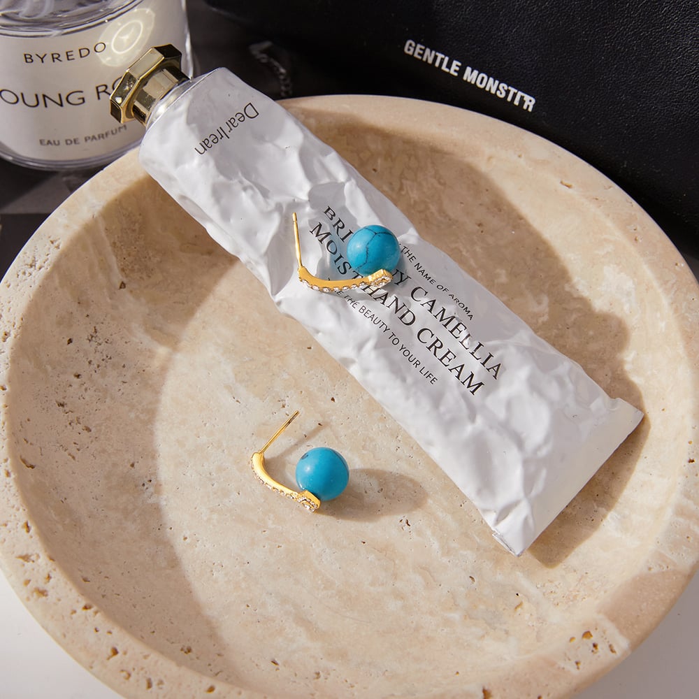 1 Piece Exquisite Devil's Eye Calaite Stainless Steel Women's Stud Earrings Picture6