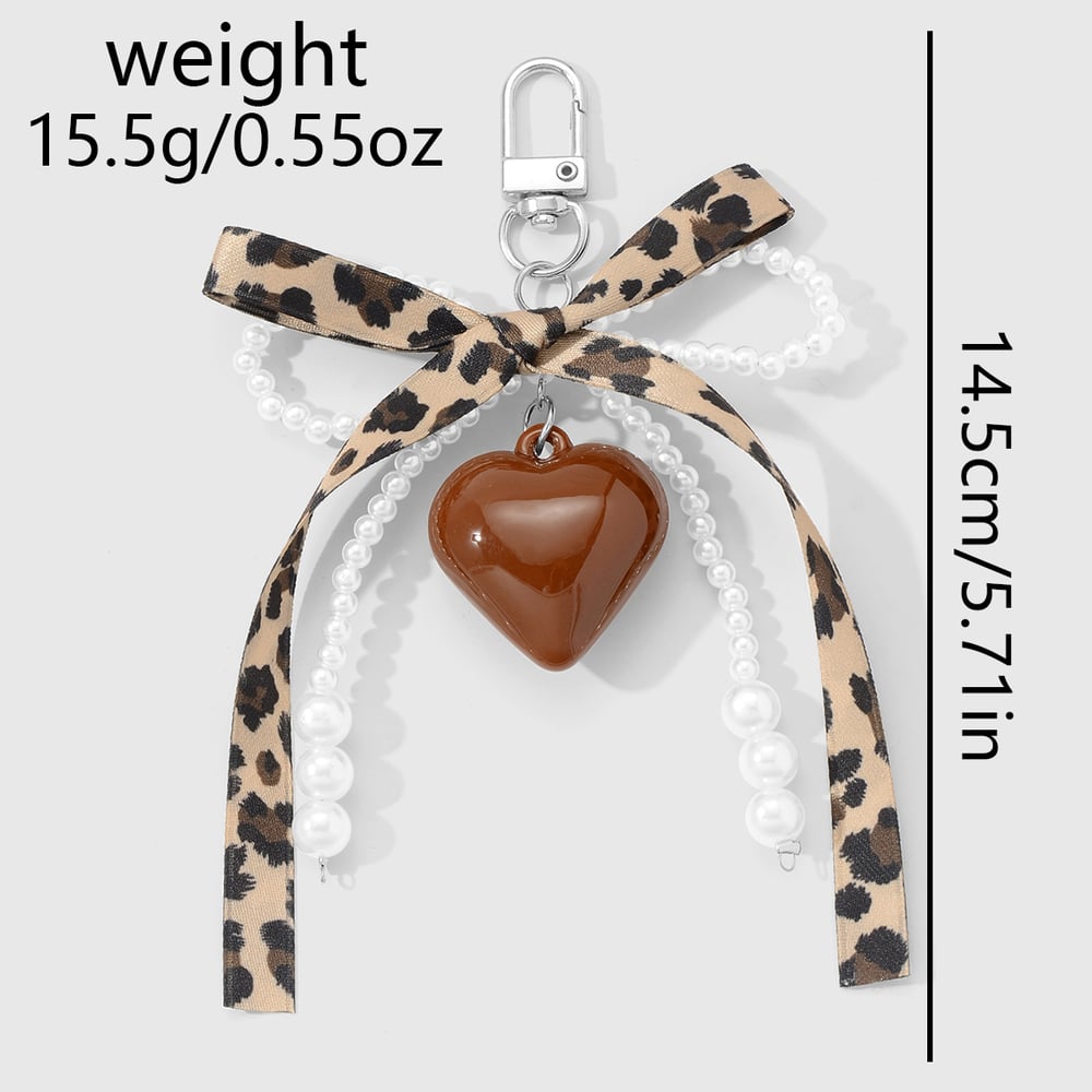 1 Piece Acrylic Heart Leopard Print Bow Knot Bag Charm h5Picture2