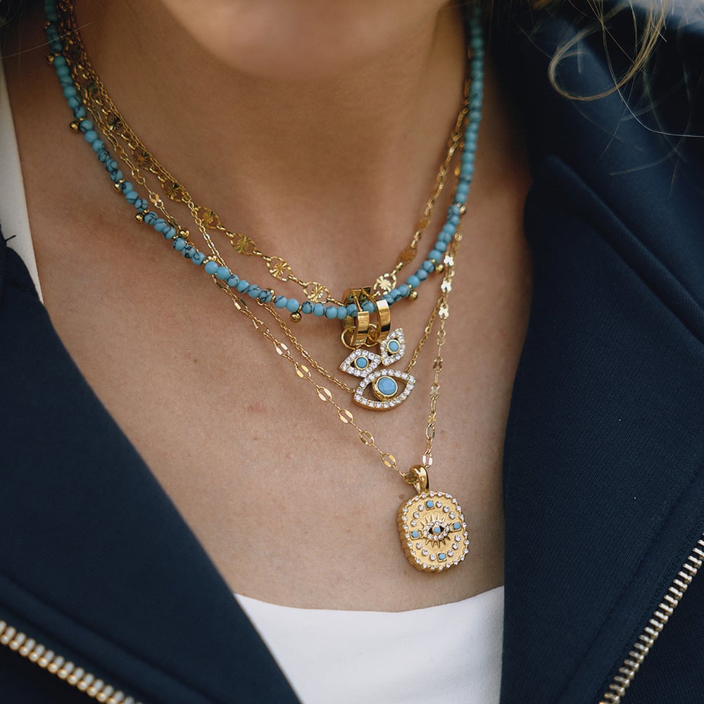 1 Piece Sophisticated Devil's Eye Stainless Steel Gold Color Women's Pendant Necklaces h5Picture3