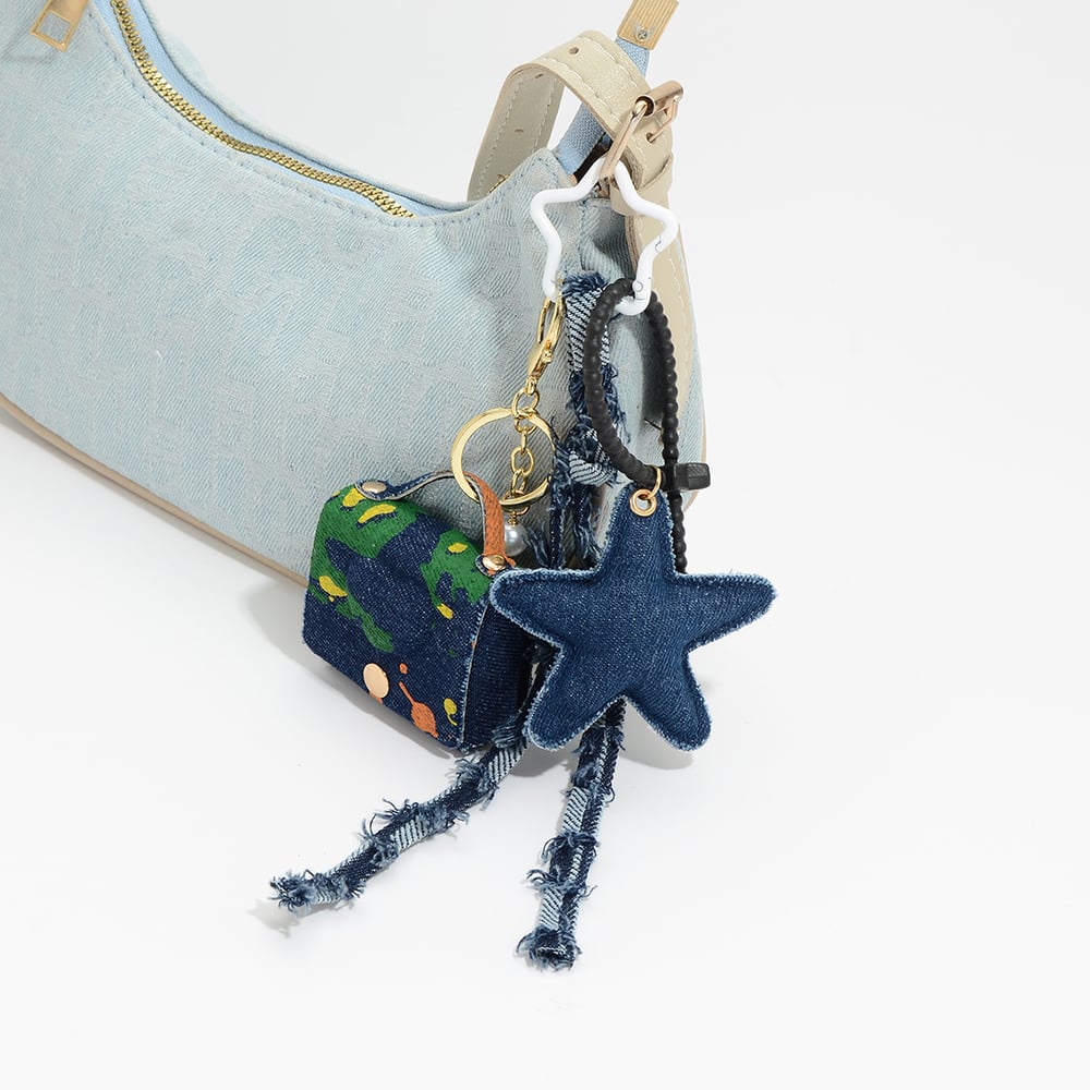 1 pieza de dije para bolso de encaje con estrella de mezclilla h5Imagen4