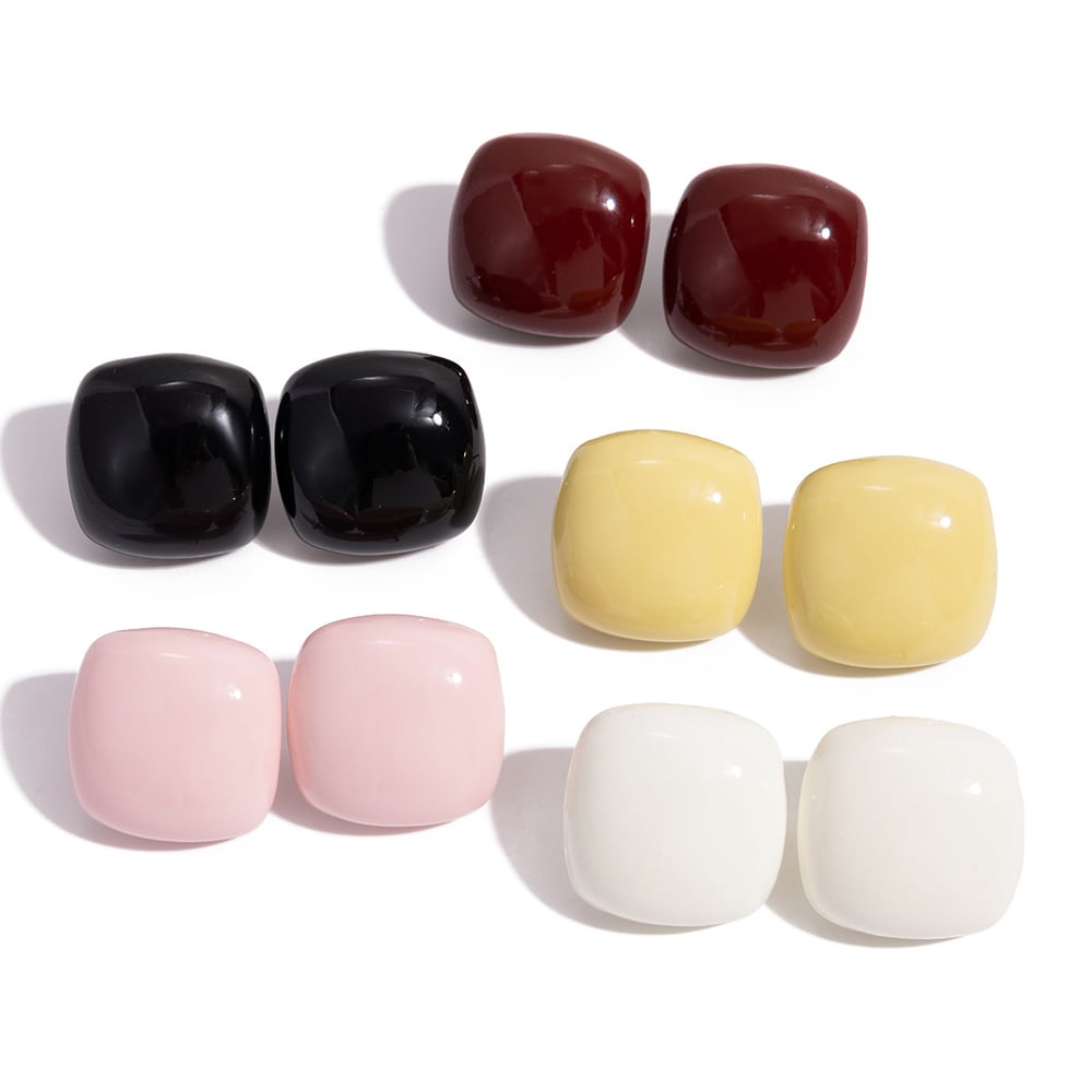 1 Pair Simple Colorful Rectangle Stainless Steel Women's Stud Earrings Picture5