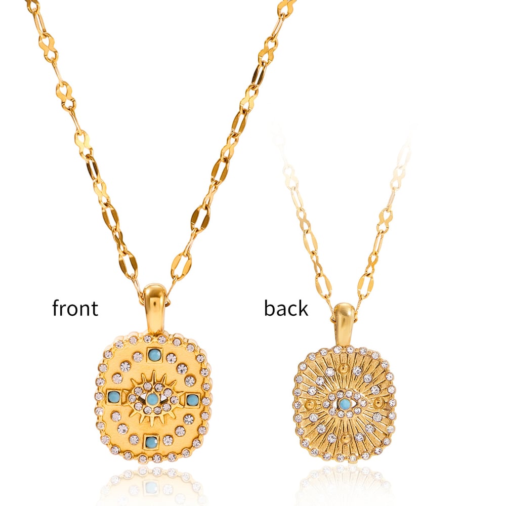 1 Piece Sophisticated Devil's Eye Stainless Steel Gold Color Women's Pendant Necklaces h5Picture6