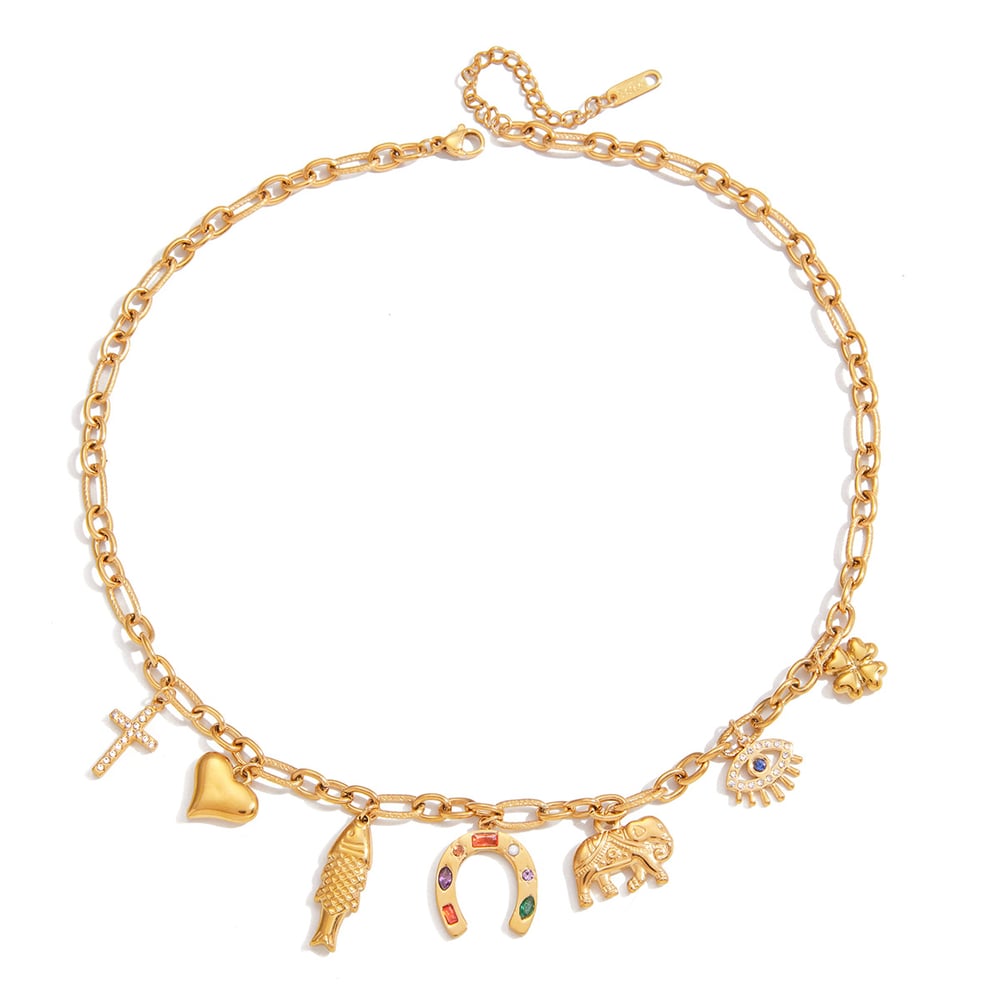 1 Piece Ornate Horseshoe-shaped Stainless Steel Gold Color Women's Pendant Necklaces