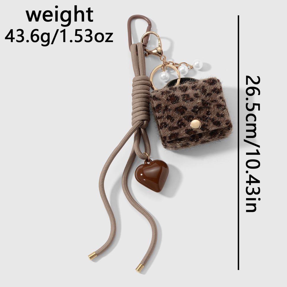 1 pieza de dije para bolso con estampado de leopardo y corazón retro h5Imagen2