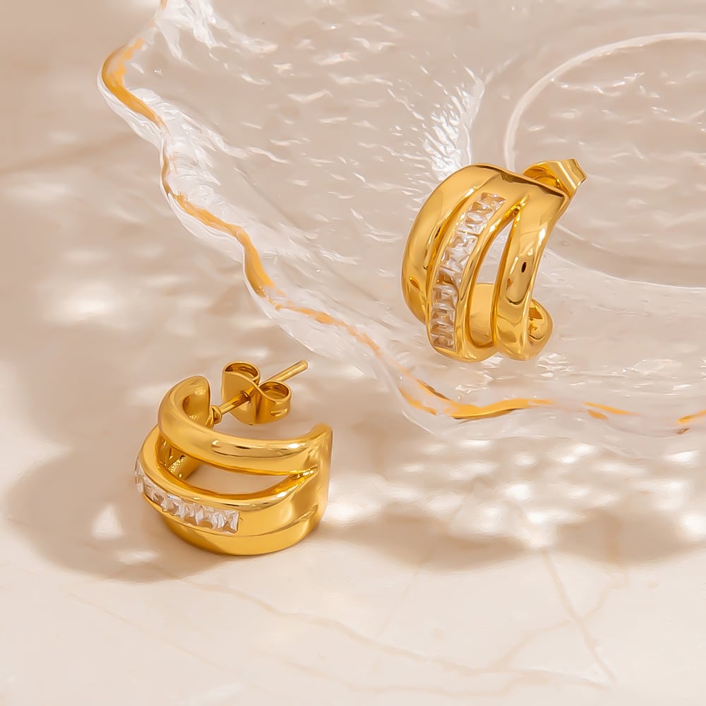 1 par de pendientes de aro de acero inoxidable para mujer, románticos, elegantes y con forma irregular. h5Imagen5