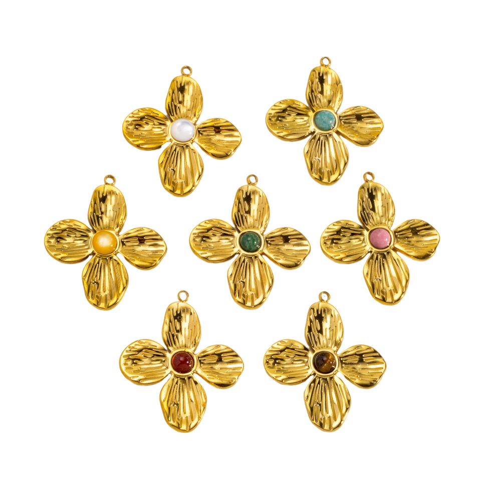 1 Piece  Sweet Flower Stainless Steel   Gold Color  Women's Pendants Picture4