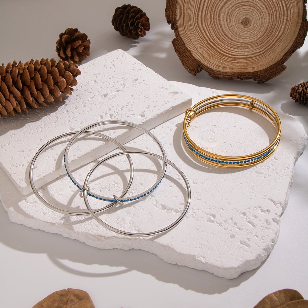 1 Piece Hip-Pop Circle Stainless Steel Gold Color Bangles Picture3