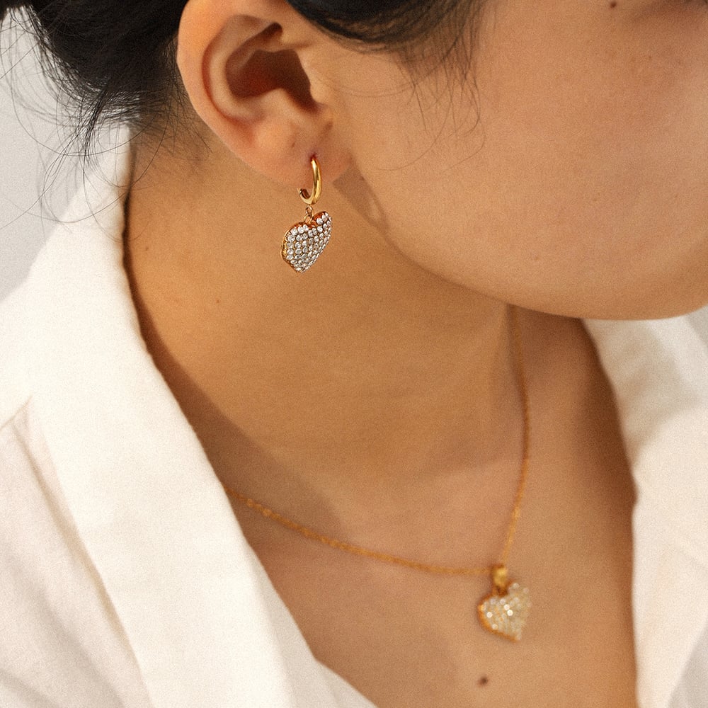 1 Stück Luxuriöse Serie Tägliches Herz Edelstahl Zirkon Damen Halsketten Sets Bild3