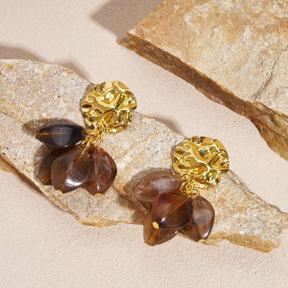 1 Paar Retro-Ohrhänger mit Harzperlen Bild5