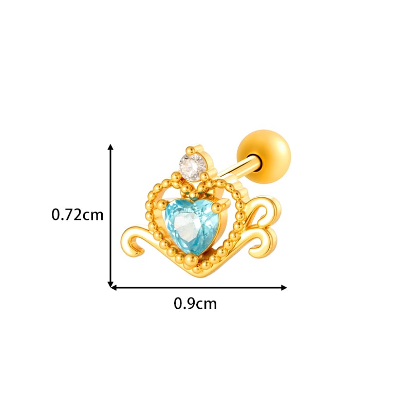 1 Piece Heart Copper Gold Color Zircon Piercing Earring Picture2