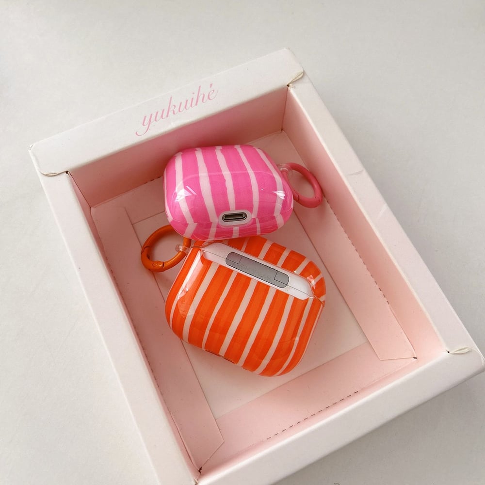 1 Stück personalisierte kreative Farbblock-Streifen-Kopfhörerhülle für Damen h5Bild3