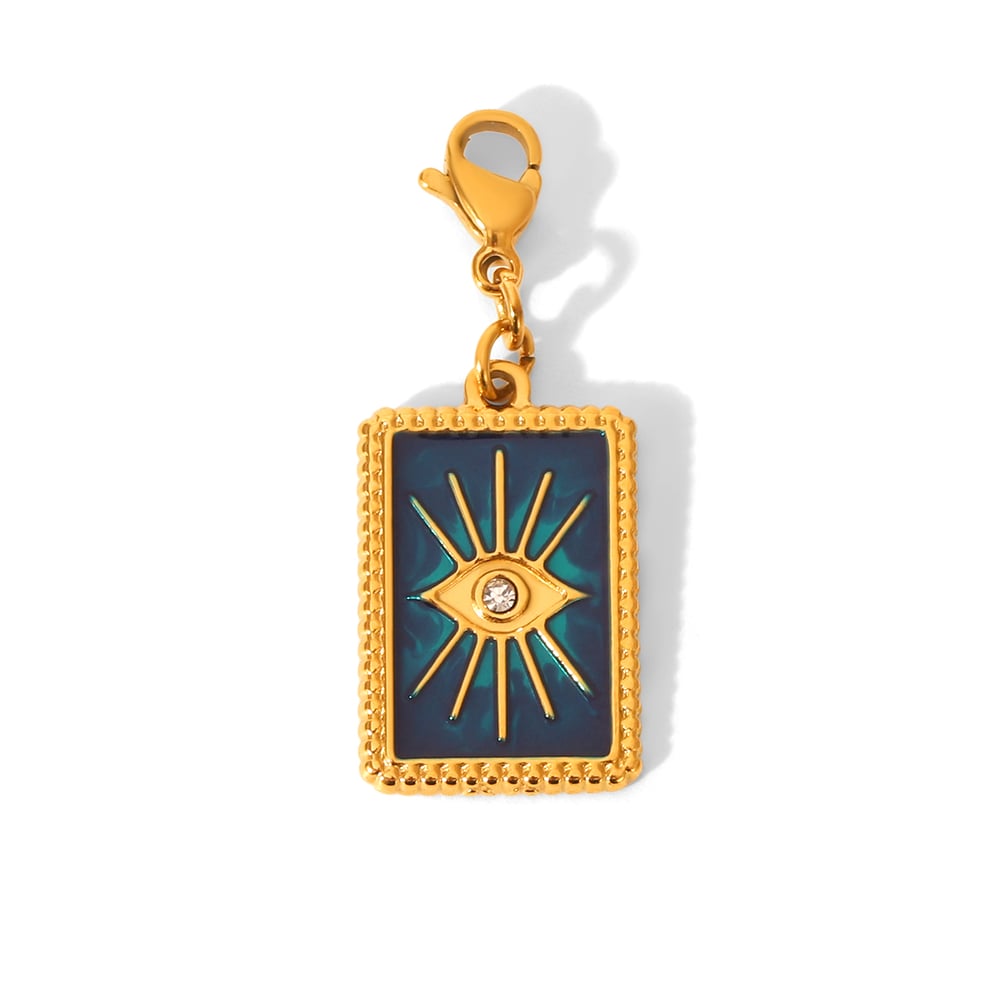 1 Stück Teufelsauge Stern Mond Edelstahl Gold Farbe Zirkon Damen Anhänger 