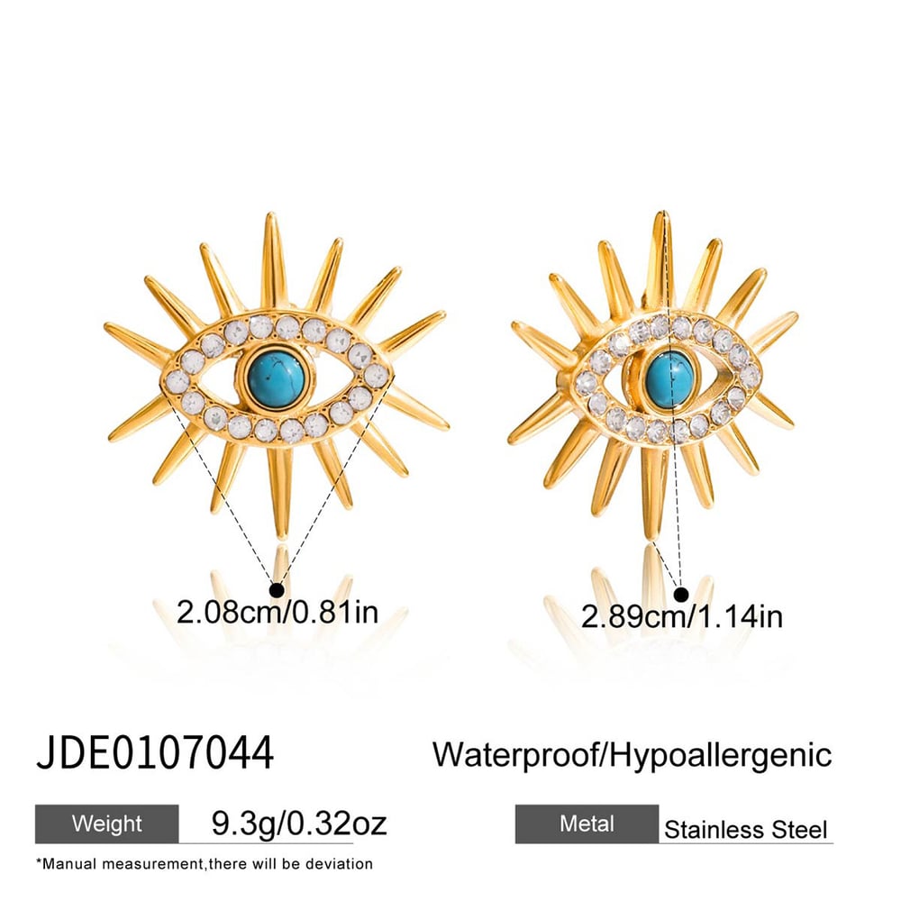 Retro Devil's Eye Stainless Steel Gold Color Calaite Women's Jewelry Sets h5Picture2