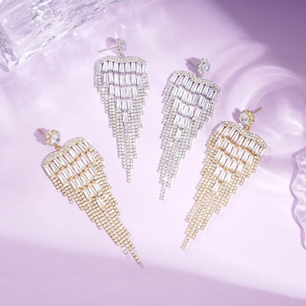 1 Pair Festive Series Tassel Copper Dangle Earrings Picture3