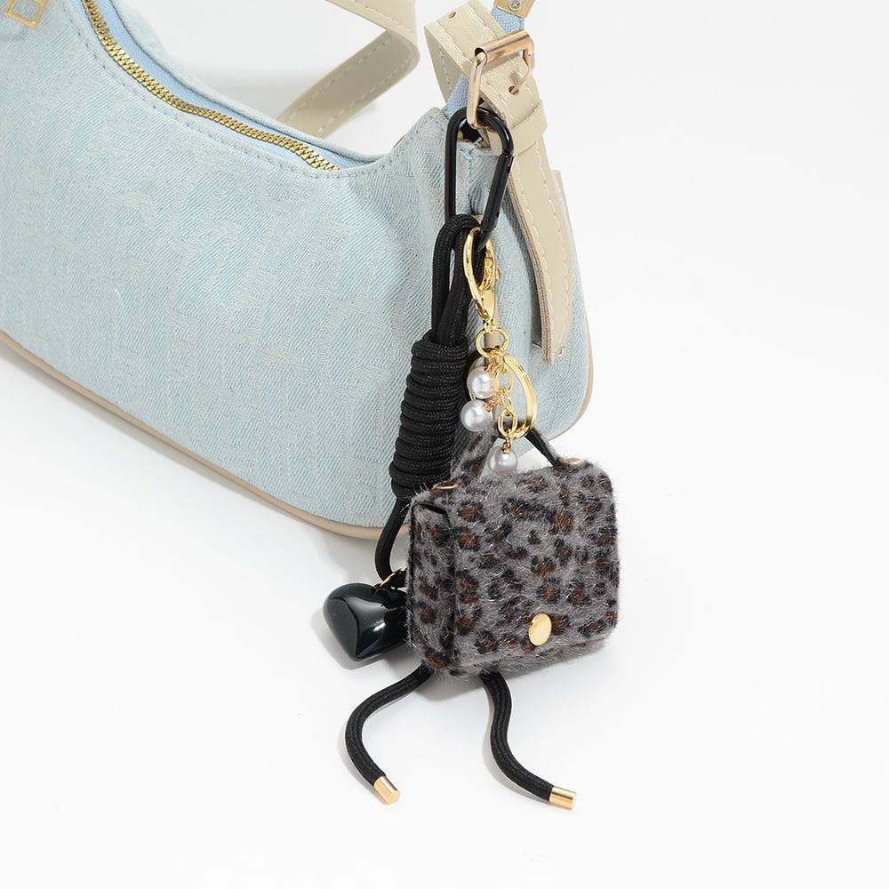 1 pieza de dije para bolso con estampado de leopardo y corazón retro h5Imagen3