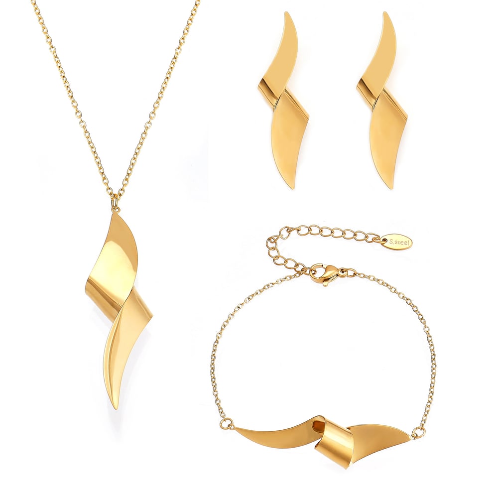 Minimalist Twist Mixed Gold&Silver Colors Stainless Steel Women's Jewelry Sets Picture10