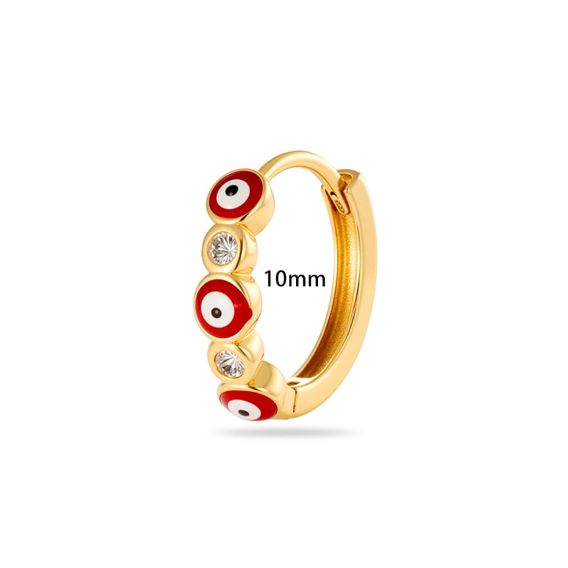 1 Stück Creolen mit Augenmuster, Kupfer, Goldfarbe, Zirkonia, für Damen Bild2