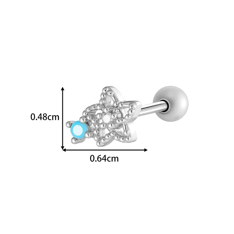 1 Piece Flower Copper Gold Color Zircon Piercing Earring Picture2