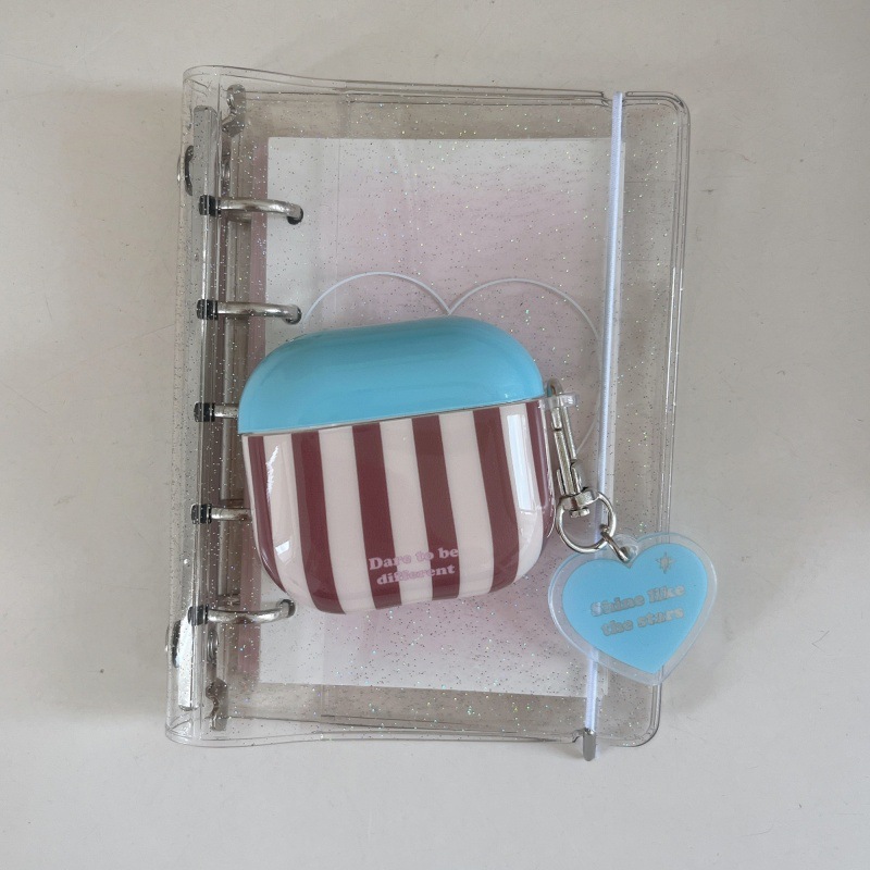 1 Stück personalisierte kreative Farbblock-Streifen-Kopfhörerhülle für Damen h5Bild3