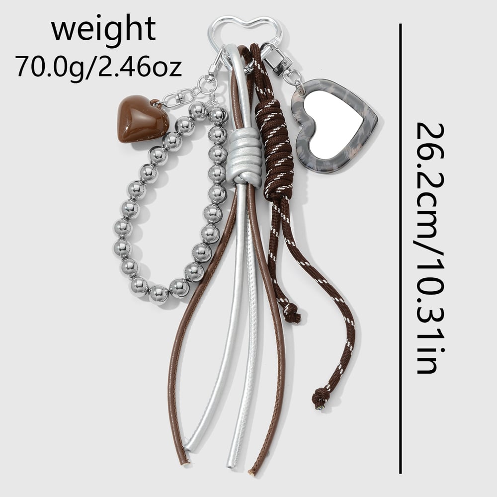 1 Piece Heart Mirror Acrylic Beads Bag Charm Picture2