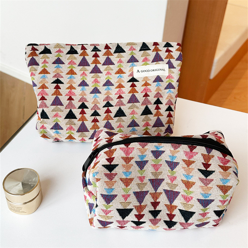 1 Piece Simple Series Retro Plaid Mixed Color Polyester Women's Makeup Bags Picture3