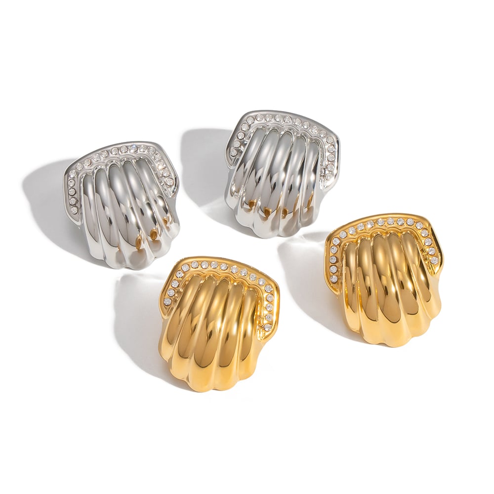 1 Pair Shell Shape Stainless Steel Gold Color Stud Earrings Picture6