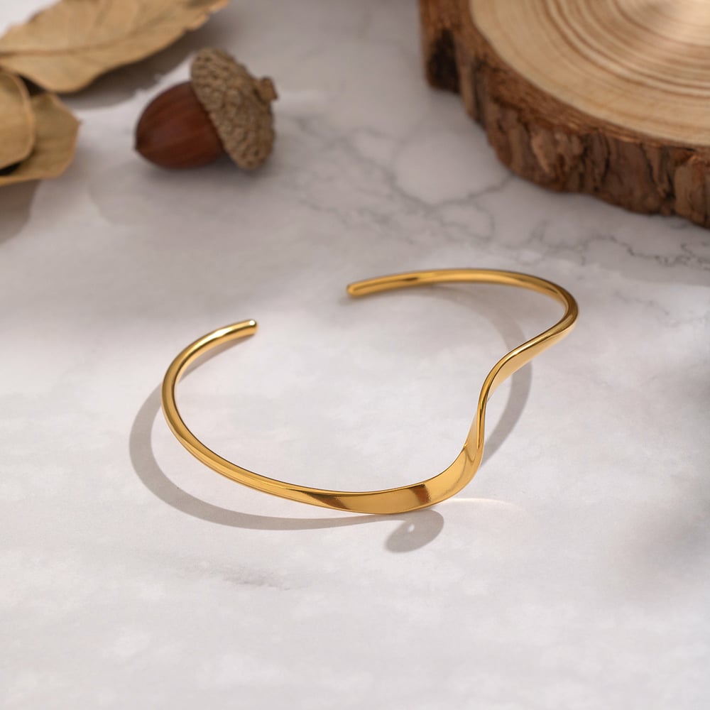 1 Piece Irregular Shape Stainless Steel Gold Color Cuff Bracelet Picture3