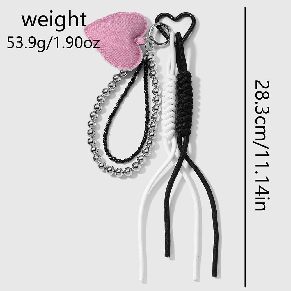 1 Piece Fabric Heart Beaded Bag Charm h5Picture2