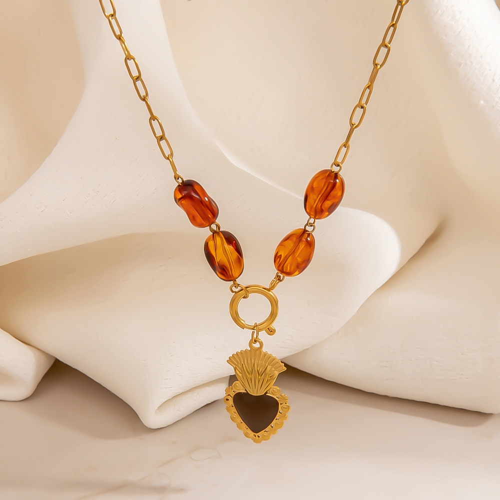 1 Stück ethnische DIY Herz Edelstahl Damen Anhänger Halsketten h5Bild4