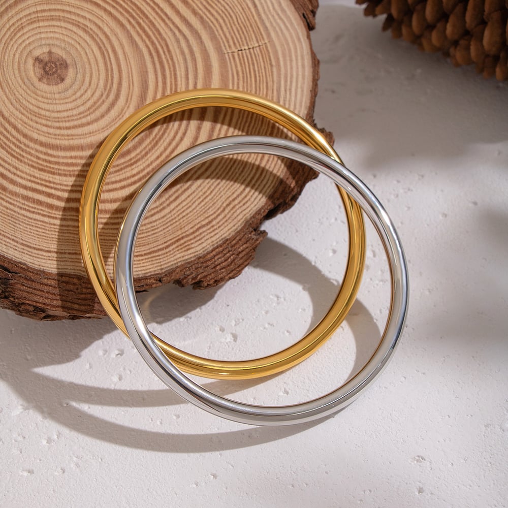 1 Stück Lässiger Armreif aus Edelstahl in Goldfarbe Bild3