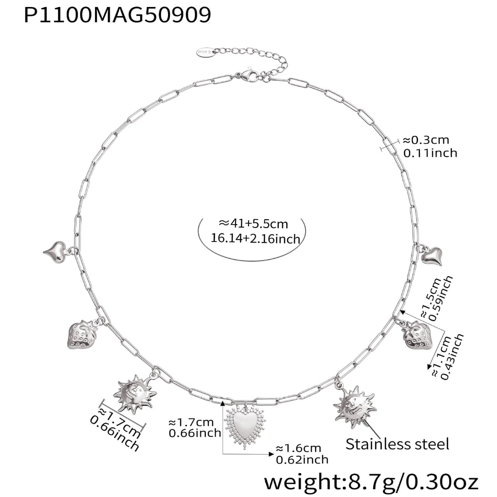 1 Stück klassische Halsketten mit Herz- und Sonnenanhänger aus Edelstahl in Goldfarbe für Damen 