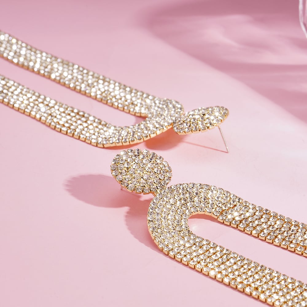 1 Pair Festive Series Irregular Shape Tassel Copper Drop Earrings Picture3