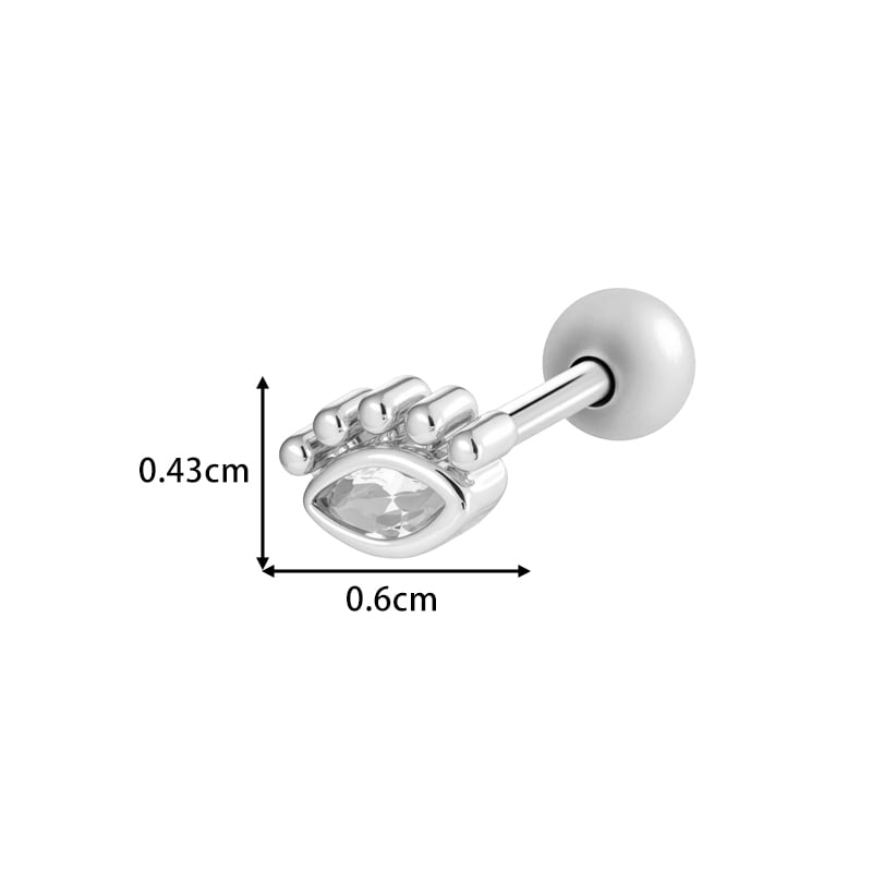 1 Piece Devil's Eye Copper  Gold Color  Zircon Piercing Earring Picture2