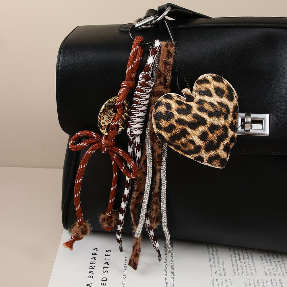 1 Stück Casual Bow Knot Leopard Print Herz PU Damen Tasche Charms 