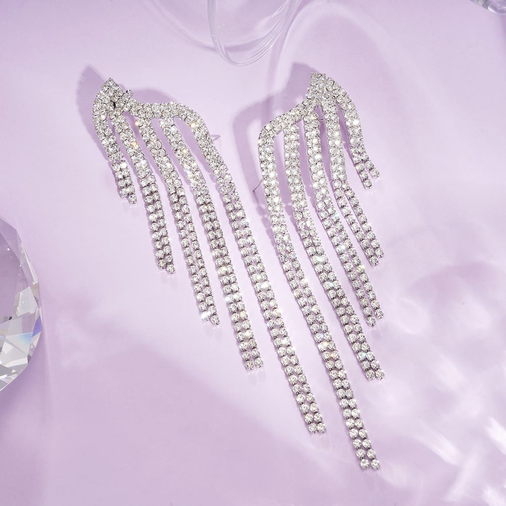 1 Pair Festive Series Irregular Shape Tassel Copper Clip-on Earrings Picture4