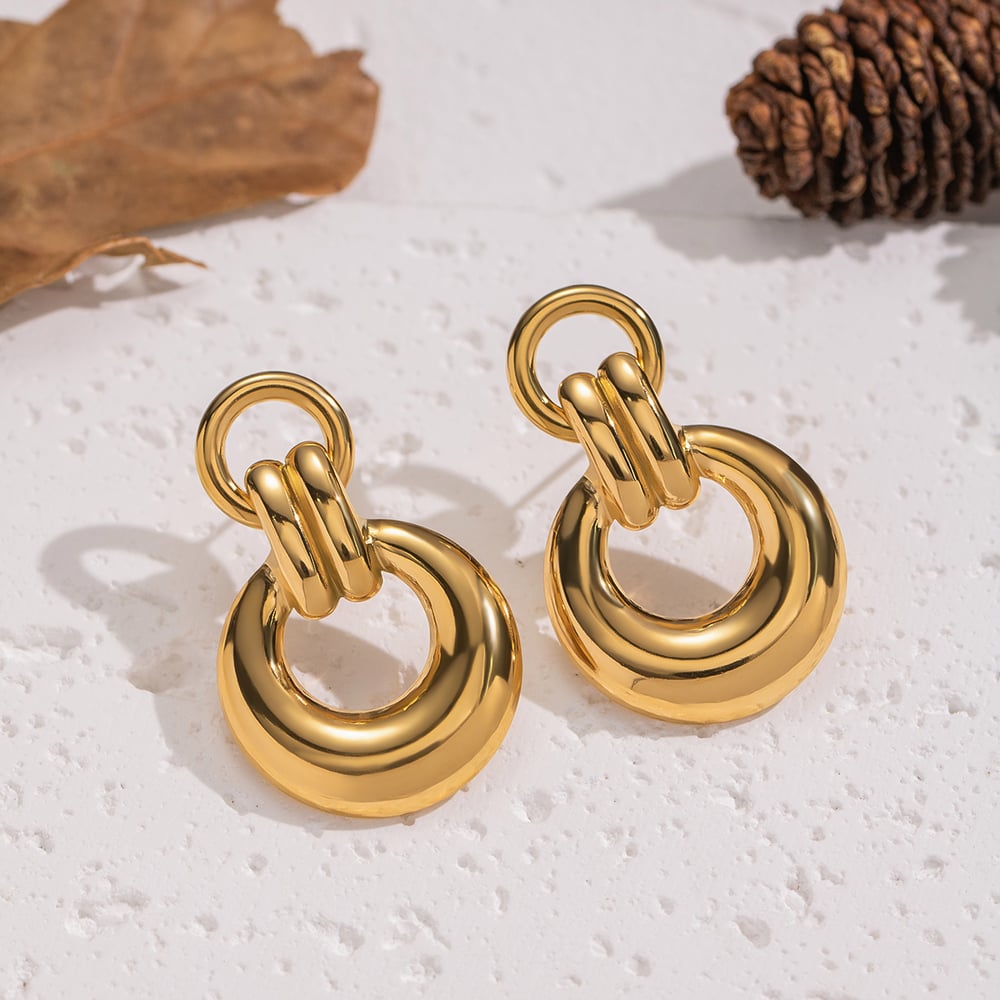 1 Pair Stainless Steel Gold Color Stud Earrings Picture2