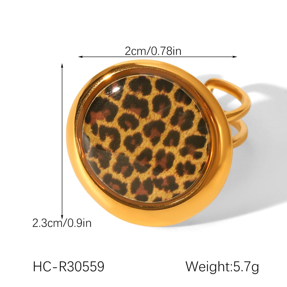 Leopard Pattern Stainless Steel Gold Color Stud Earrings h5Picture2