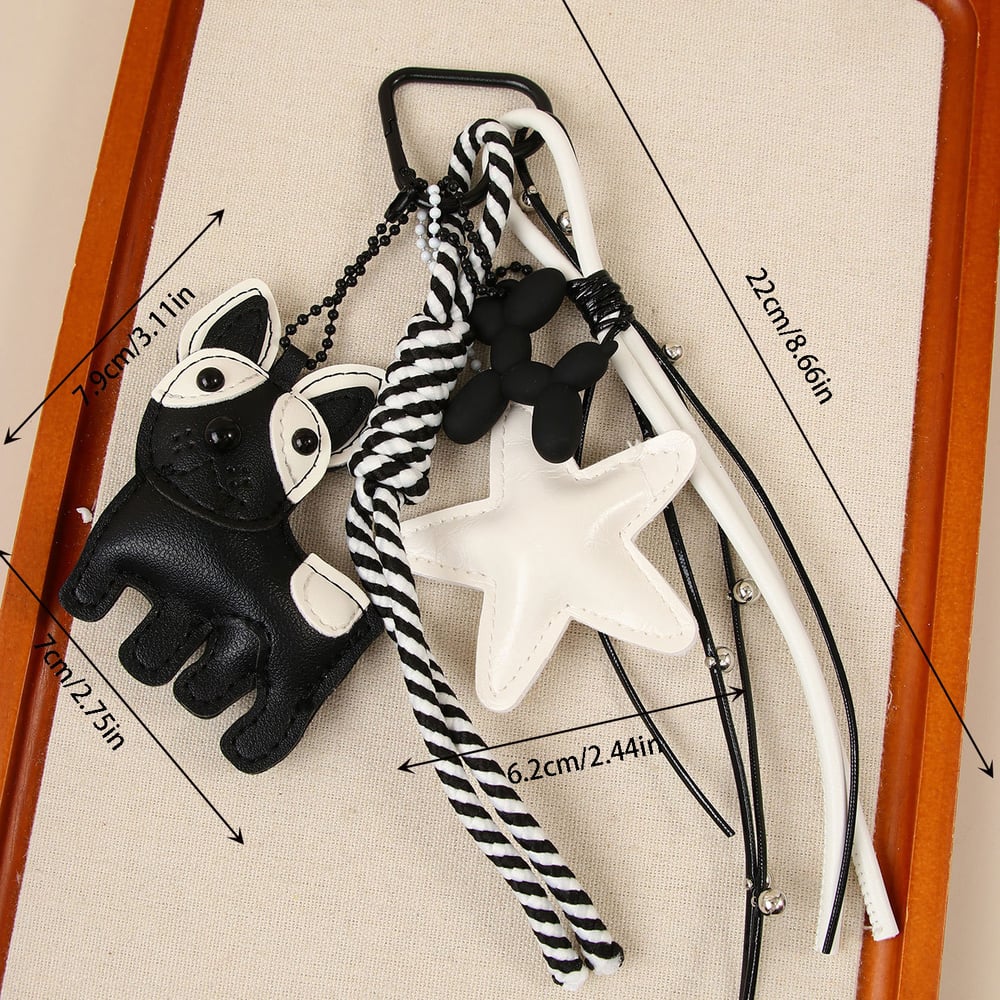 1 Stück süßer französischer Bulldoggenwelpe PU-Taschenanhänger für Damen