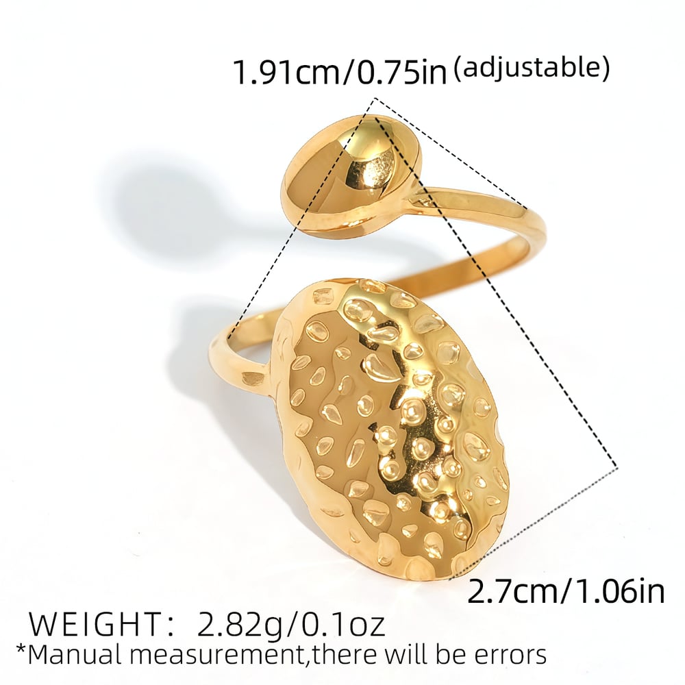 1 Piece Daily Hammer Pattern Stainless Steel Gold Color Statement Rings h5Picture2