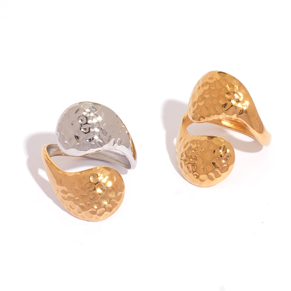 1 Piece Simple Irregular Shape Hammer Pattern Stainless Steel  Women’s Statement Rings h5Picture5