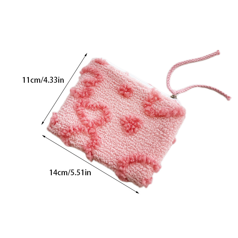 1 Piece Romantic Cute Compact Plush Flower Women's Makeup Bags Picture5