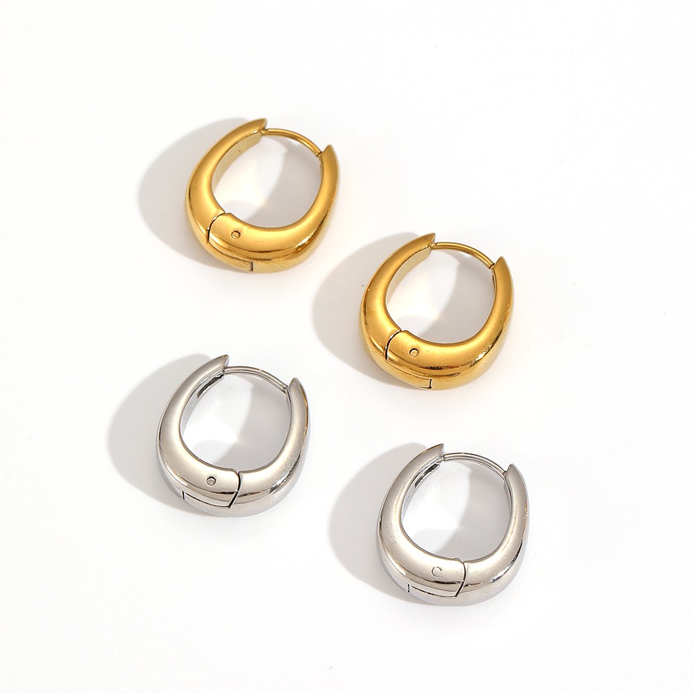 1 Pair Stainless Steel Gold Color Hoop Earrings Picture3