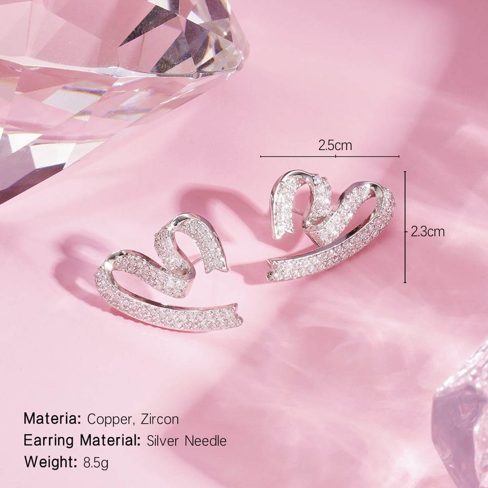 1 Pair Festive Series Sweet Heart Copper Stud Earrings