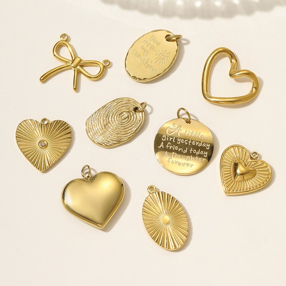 1 Piece Elegant Heart Stainless Steel Gold Color Women's Pendants h5Picture4