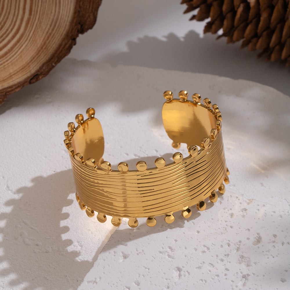 1 Piece Stainless Steel Gold Color Cuff Bracelet Picture3