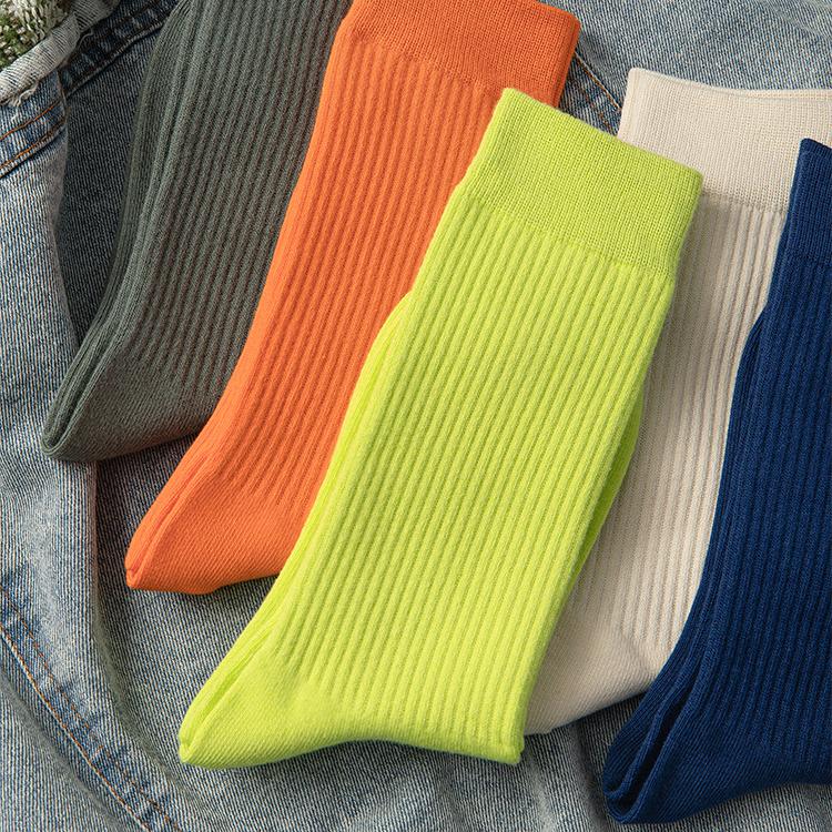 1 paire de chaussettes mi-mollet en coton style urbain h5Image4
